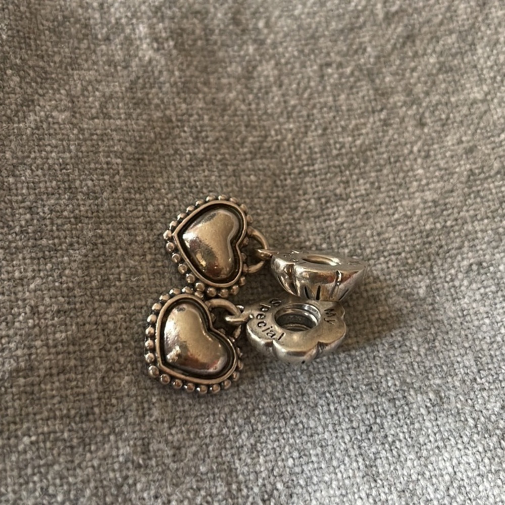 Pandora linked sister heart split charms